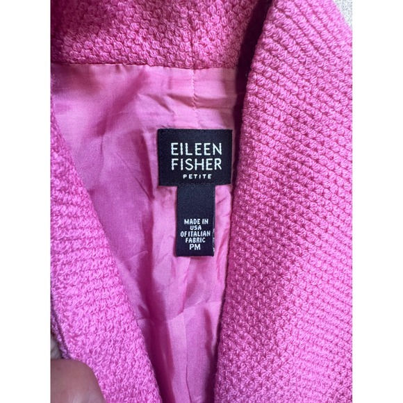 Eileen Fisher Petite Pink Virgin Wool Textured Stand Collar Blazer Jacket PM - Picture 5 of 10